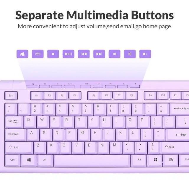 Alt view image 7 of 7 - RK907 Ultra-Slim Compact USB Wired Keyboard for MAC and PC-Purple