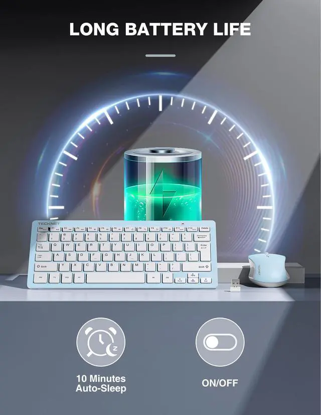 Alt view image 5 of 6 - Wireless Keyboard and Mouse Combo, Mini Cordless Computer Keyboard and Mouse Set 2.4GHz, Silent Adjustable 1600 DPI, Quiet Click, Lag-Free for Computer, Laptop, PC, Windows, Mac, Chrome OS