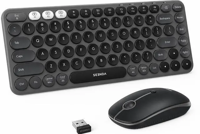 Main image of 3-Device Keyboard and Mouse Combo, Bluetooth, 2.4G, Black