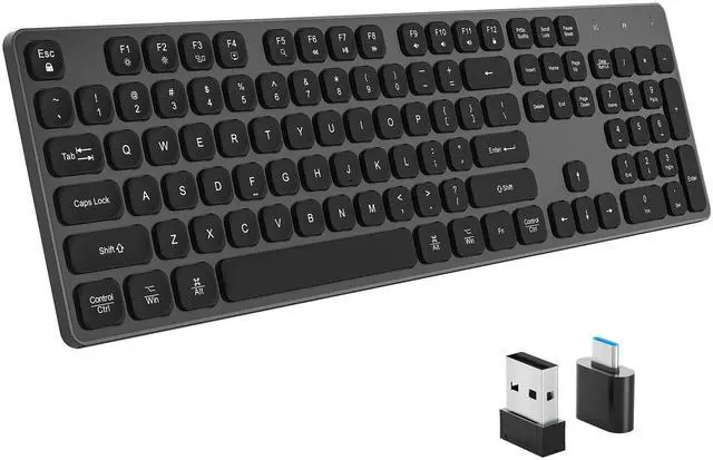 Main image of Rechargeable Wireless Keyboard for Mac and Windows, Ultra Slim 2.4GHz Full-Size Keyboard with Low-Profile Quiet Keys, Compatible with PC, Laptop, Windows 11/10/8/7 (Black)