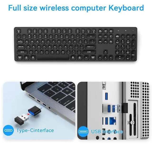 Alt view image 7 of 7 - Rechargeable Wireless Keyboard for Mac and Windows, Ultra Slim 2.4GHz Full-Size Keyboard with Low-Profile Quiet Keys, Compatible with PC, Laptop, Windows 11/10/8/7 (Black)