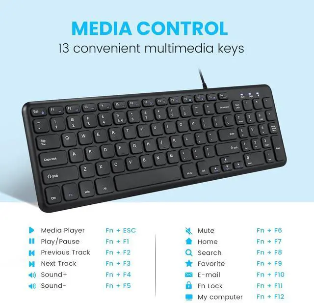 Alt view image 2 of 7 - PERIBOARD-213U Wired Silent USB Scissor Keyboard - 14.45x4.76x0.70 Inches Compact Design with Number Pad - Black - US English (PB-213BUS-11738)