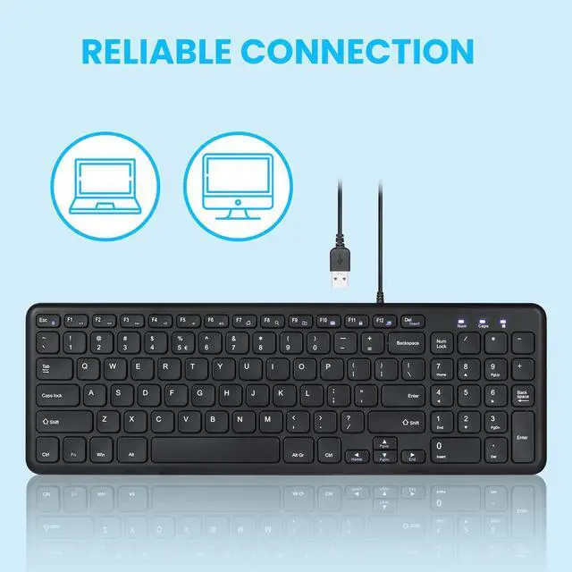 Alt view image 4 of 7 - PERIBOARD-213U Wired Silent USB Scissor Keyboard - 14.45x4.76x0.70 Inches Compact Design with Number Pad - Black - US English (PB-213BUS-11738)