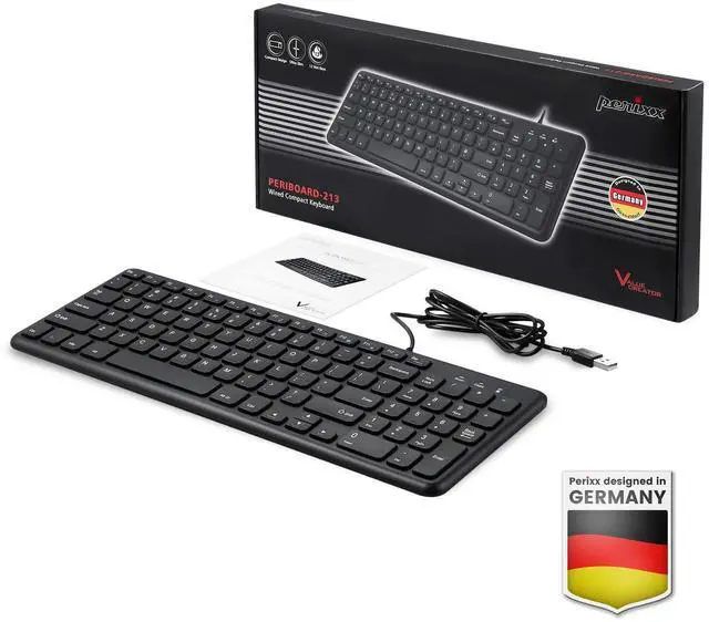 Alt view image 7 of 7 - PERIBOARD-213U Wired Silent USB Scissor Keyboard - 14.45x4.76x0.70 Inches Compact Design with Number Pad - Black - US English (PB-213BUS-11738)