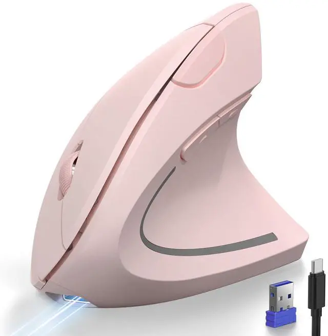 Main image of Ergonomic Mouse Pink Rechargeable Vertical Wireless Mice Right Hand