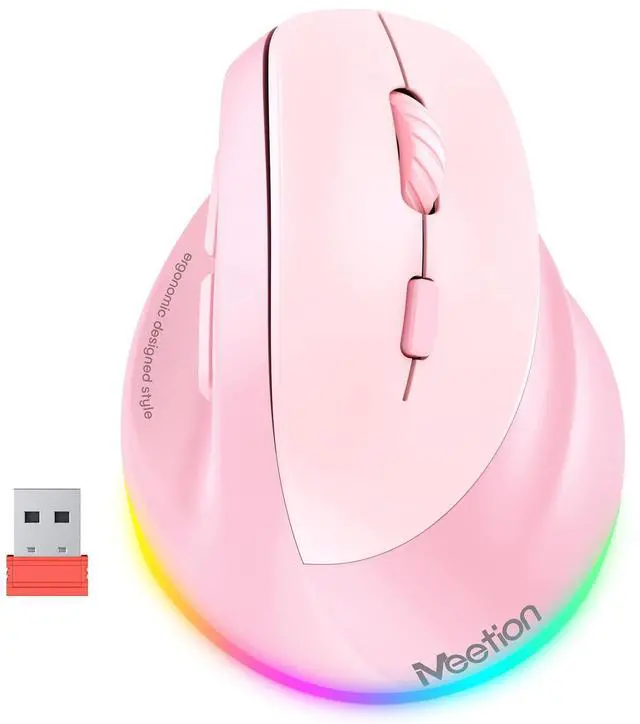 Main image of Ergonomic Wireless Vertical Mouse, Rechargeable, Pink