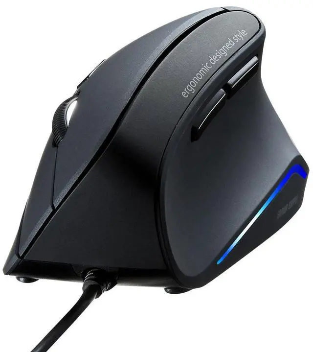 Main image of Wired Ergonomic Mouse, 55° Vertical Mouse with LED Light, Black