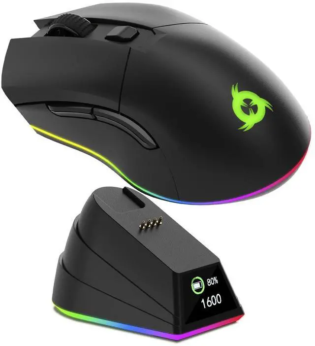 Main image of Blaze Pro Rechargeable Wireless Gaming Mouse with Charging Dock RGB & LCD Display - New Version - High-Precision Sensor and Long-Lasting Battery - Up to 6000 DPI - Great PC Gaming Mouse Wireless
