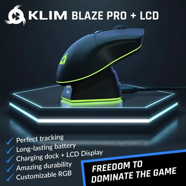 Alt view image 2 of 7 - Blaze Pro Rechargeable Wireless Gaming Mouse with Charging Dock RGB & LCD Display - New Version - High-Precision Sensor and Long-Lasting Battery - Up to 6000 DPI - Great PC Gaming Mouse Wireless