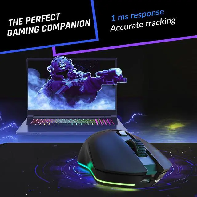 Alt view image 3 of 7 - Blaze Pro Rechargeable Wireless Gaming Mouse with Charging Dock RGB & LCD Display - New Version - High-Precision Sensor and Long-Lasting Battery - Up to 6000 DPI - Great PC Gaming Mouse Wireless