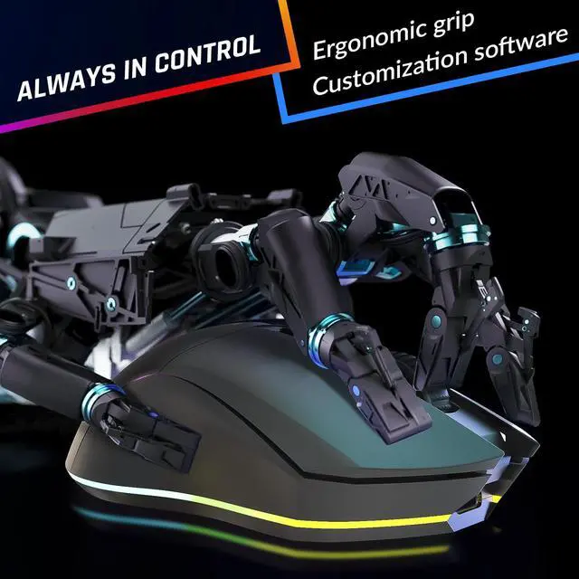 Alt view image 5 of 7 - Blaze Pro Rechargeable Wireless Gaming Mouse with Charging Dock RGB & LCD Display - New Version - High-Precision Sensor and Long-Lasting Battery - Up to 6000 DPI - Great PC Gaming Mouse Wireless