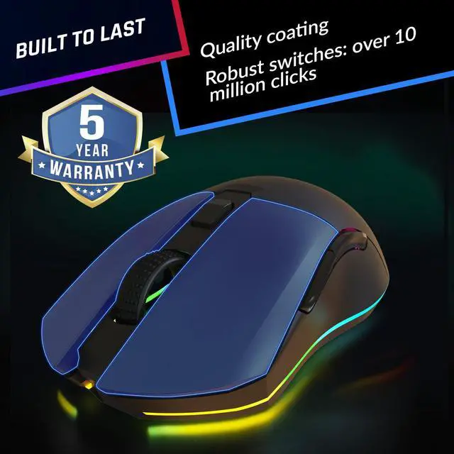 Alt view image 6 of 7 - Blaze Pro Rechargeable Wireless Gaming Mouse with Charging Dock RGB & LCD Display - New Version - High-Precision Sensor and Long-Lasting Battery - Up to 6000 DPI - Great PC Gaming Mouse Wireless