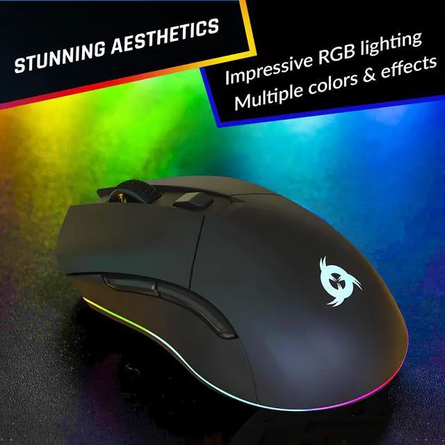 Alt view image 7 of 7 - Blaze Pro Rechargeable Wireless Gaming Mouse with Charging Dock RGB & LCD Display - New Version - High-Precision Sensor and Long-Lasting Battery - Up to 6000 DPI - Great PC Gaming Mouse Wireless