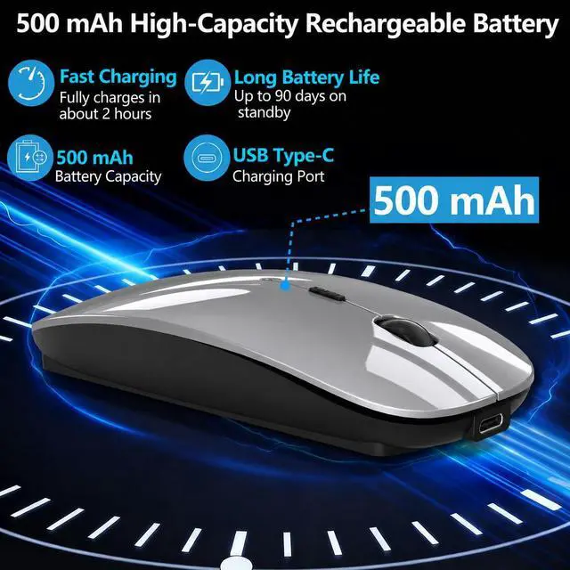 Alt view image 4 of 7 - Wireless Mouse for MacBook & iPad, Anti-Sleep Activity Mode,Gray