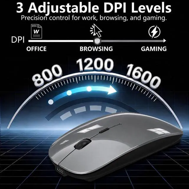 Alt view image 5 of 7 - Wireless Mouse for MacBook & iPad, Anti-Sleep Activity Mode,Gray