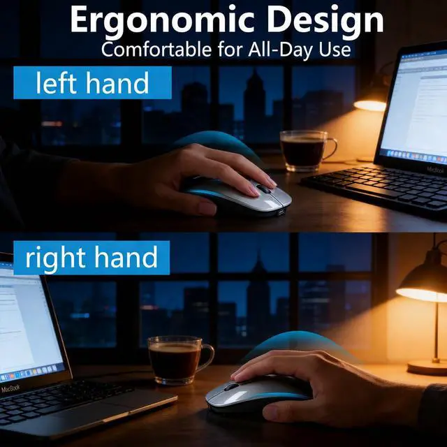 Alt view image 7 of 7 - Wireless Mouse for MacBook & iPad, Anti-Sleep Activity Mode,Gray
