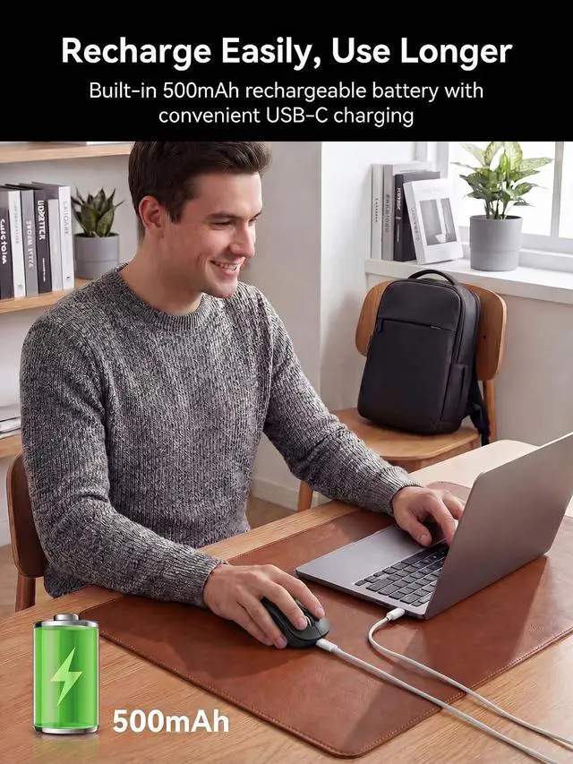 Alt view image 6 of 7 - H6 49g Wireless Mouse, Bluetooth & 2.4GHz, USB-C Charging, Black