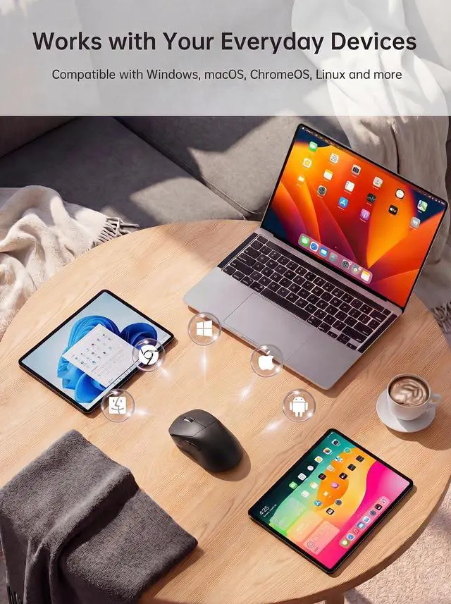 Alt view image 7 of 7 - H6 49g Wireless Mouse, Bluetooth & 2.4GHz, USB-C Charging, Black