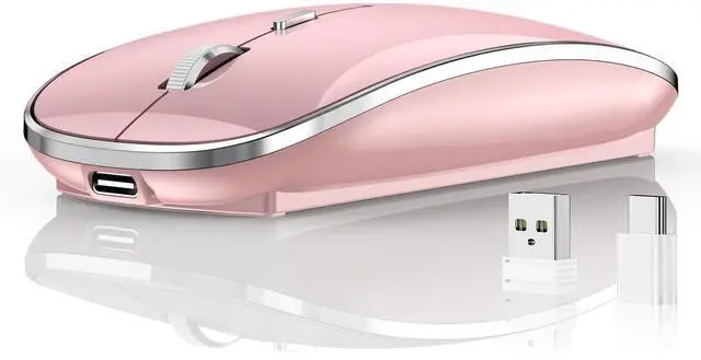 Main image of Wireless Mouse Chargeable Portable Silent USB and Type-C Dual Mode Wireless Mouse 3 Adjustable DPI for Laptop, Mac, Android, PC (Q23S Rose Gold)