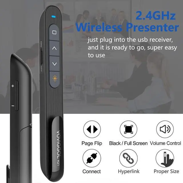 Alt view image 3 of 6 - USB/Type-C 2 in 1 Presentation Clicker for Powerpoint, Hyperlink Volume Wireless Presenter Remote Control Slide Advancer PPT Clicker for Mac iPad Computer Laptop