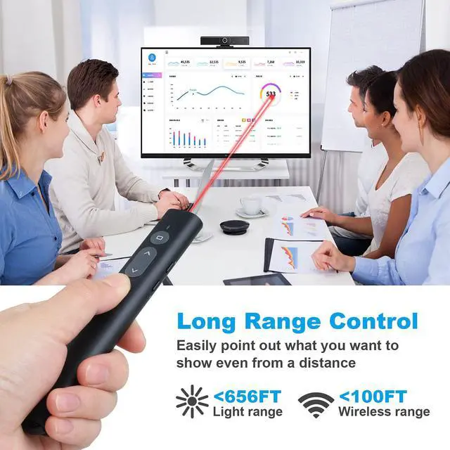 Alt view image 5 of 7 - Presentation Clicker Presentation Remotes, Type C/USB A 2 in 1 Pointer, Remote PowerPoint Clicker,USB/Type-C for Computer Slide Advancer, Volume Control/Hyperlink/Switch Windows(Battery Included)