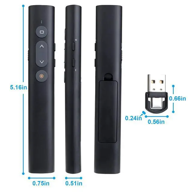 Alt view image 7 of 7 - Presentation Clicker Presentation Remotes, Type C/USB A 2 in 1 Pointer, Remote PowerPoint Clicker,USB/Type-C for Computer Slide Advancer, Volume Control/Hyperlink/Switch Windows(Battery Included)