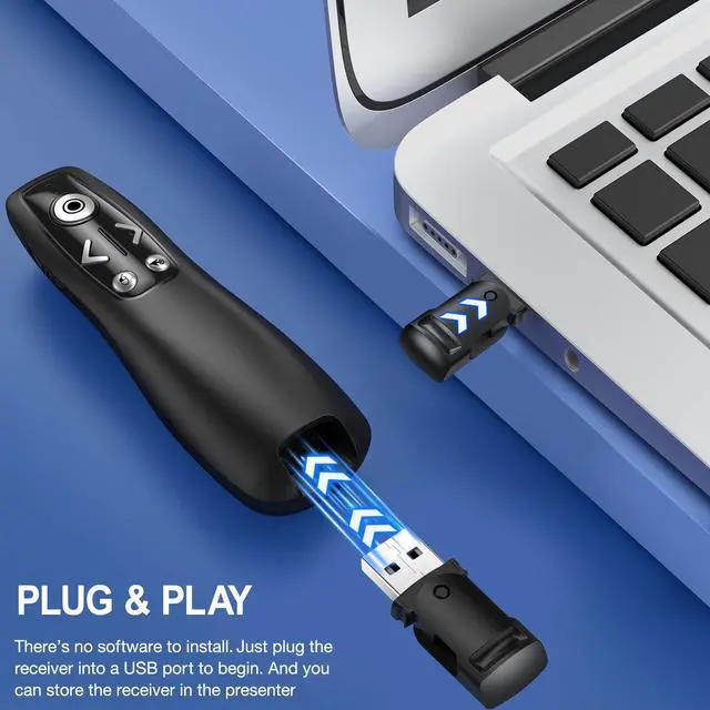 Alt view image 5 of 7 - Air Mouse 2-in-1 USB Type C Presentation Clicker Wireless Presenter Remote for PowerPoint, Powerpoint Clicker with Volume Control PowerPoint Slide Advancer for Mac, Computer, Laptop