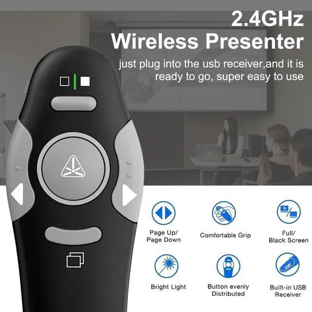 Alt view image 2 of 6 - USB/Type-C 2 in 1 Presentation Clicker for PowerPoint Presentation Remote, 2.4GHz Wireless Presenter Remote USB Google Slide Advancer PPT PowerPoint Clicker for Mac, Computer, Laptop
