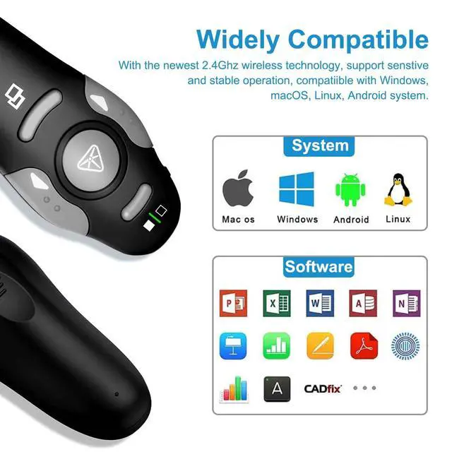 Alt view image 6 of 6 - USB/Type-C 2 in 1 Presentation Clicker for PowerPoint Presentation Remote, 2.4GHz Wireless Presenter Remote USB Google Slide Advancer PPT PowerPoint Clicker for Mac, Computer, Laptop