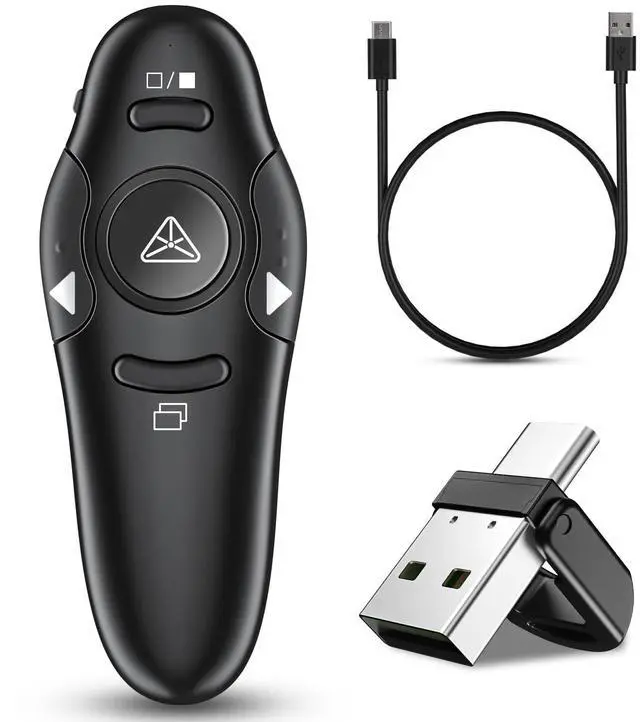 Main image of 2-in-1 USB Type C Presentation Clicker Wireless Presenter Remote Clicker for PowerPoint Presentations with Clicker, Rechargeable USB C PowerPoint Clicker Slide Advancer for Computer/Mac/Laptop