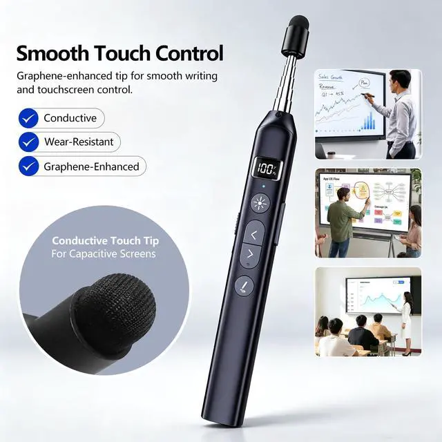 Alt view image 4 of 7 - N21 Bluetooth Presentation Clicker for PowerPoint with Retractable Pointer