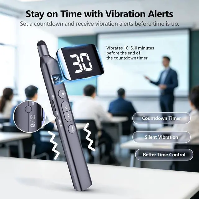 Alt view image 6 of 7 - N21 Bluetooth Presentation Clicker for PowerPoint with Retractable Pointer