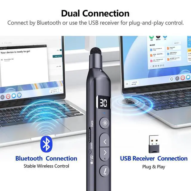 Alt view image 7 of 7 - N21 Bluetooth Presentation Clicker for PowerPoint with Retractable Pointer