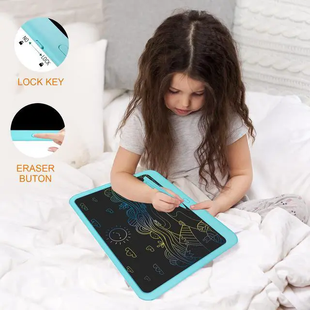 Alt view image 5 of 7 - LCD Writing Tablet, Doodle Board Toys Gifts for 3-8 Year Old Girls Boys, 15 Inch Colorful Electronic Board Drawing Pad for Kids, Gifts for Toddler Educational Learning Travel Christmas, Blue