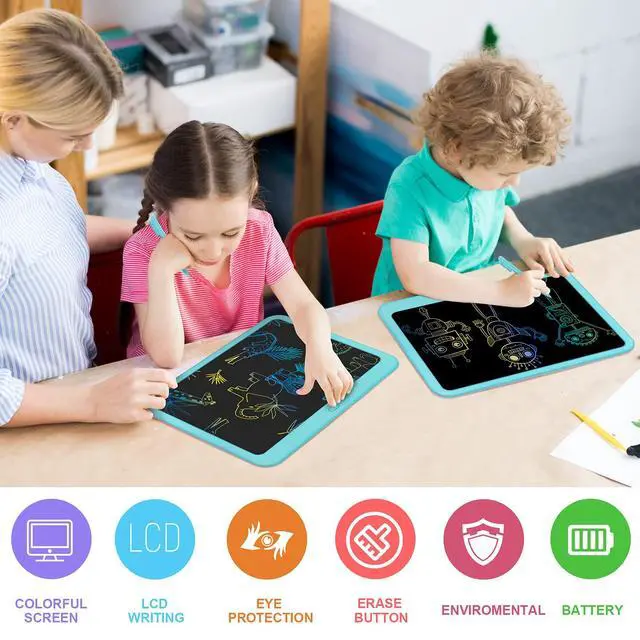 Alt view image 3 of 7 - LCD Writing Tablet, Doodle Board Toys Gifts for 3-8 Year Old Girls Boys, 15 Inch Colorful Electronic Board Drawing Pad for Kids, Gifts for Toddler Educational Learning Travel Christmas, Blue