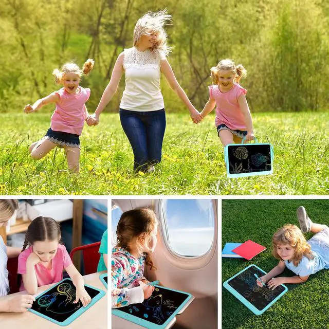 Alt view image 6 of 7 - LCD Writing Tablet, Doodle Board Toys Gifts for 3-8 Year Old Girls Boys, 15 Inch Colorful Electronic Board Drawing Pad for Kids, Gifts for Toddler Educational Learning Travel Christmas, Blue