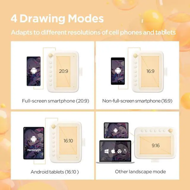 Alt view image 5 of 7 - Q6 Drawing Tablet for Android Phone, Graphic Tablet with 6Hot Keys, 6.5x4 Portable Writing Tablet Adjustable Drawing Mode, Drawing Pad with 16K Levels Battery-Free Stylus for Mac/Windows/Chrome