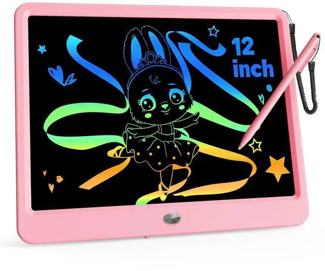 Main image of 12 Inch LCD Writing Tablet with Anti-Lost Stylus, Erasable Doodle Board Colorful Toddler Drawing Pad, Car Travel School Games Toys for 3 4 5 6 7 8 Kids, Birthday Gift for Girls Boys Adults Pink