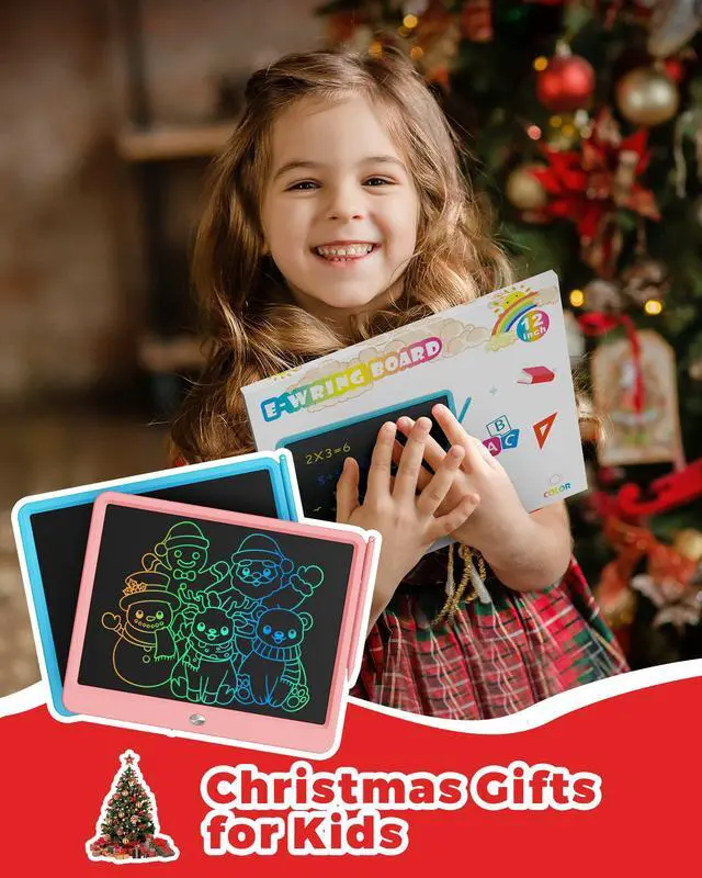 Alt view image 7 of 7 - 12 Inch LCD Writing Tablet with Anti-Lost Stylus, Erasable Doodle Board Colorful Toddler Drawing Pad, Car Travel School Games Toys for 3 4 5 6 7 8 Kids, Birthday Gift for Girls Boys Adults Pink