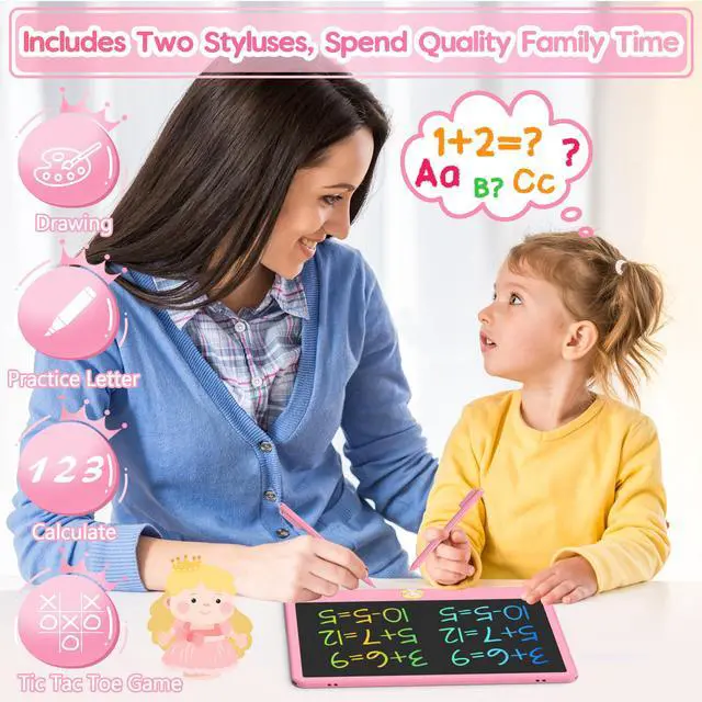 Alt view image 3 of 7 - LCD Writing Tablet 12 Inch, Toys for Boys Girls Drawing Pad for 3 4 5 6 7 Year Old Kids Toys, Toddler Erasable Doodle Board Travel Essentials, Christmas Birthday Gift for Kids - Pink