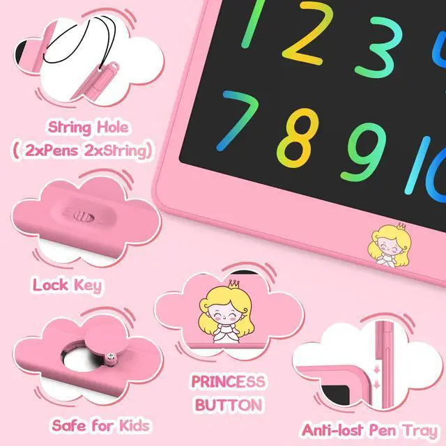 Alt view image 5 of 7 - LCD Writing Tablet 12 Inch, Toys for Boys Girls Drawing Pad for 3 4 5 6 7 Year Old Kids Toys, Toddler Erasable Doodle Board Travel Essentials, Christmas Birthday Gift for Kids - Pink