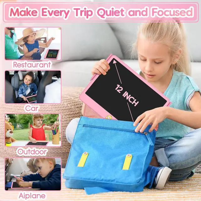 Alt view image 7 of 7 - LCD Writing Tablet 12 Inch, Toys for Boys Girls Drawing Pad for 3 4 5 6 7 Year Old Kids Toys, Toddler Erasable Doodle Board Travel Essentials, Christmas Birthday Gift for Kids - Pink