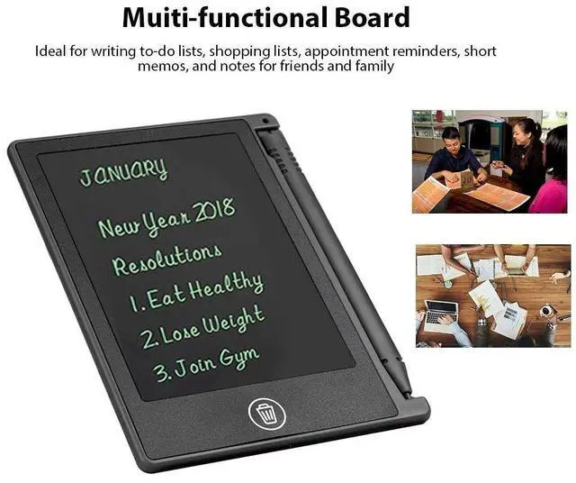 Alt view image 2 of 7 - LCD Drawing Board, 4.5inch Digital Drawing Tablet for Children/Kids - Memo List Reminder Note (Black)