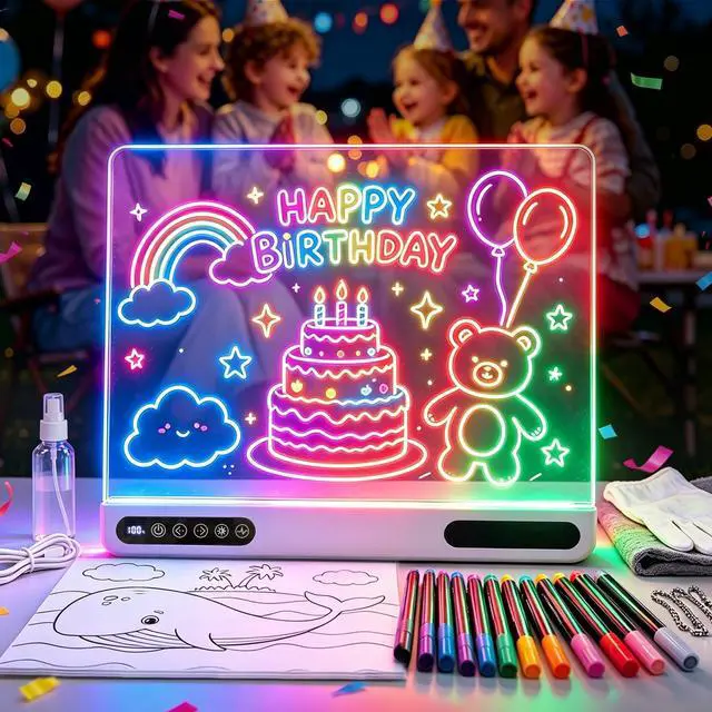 Main image of LED Drawing Board for Kids, Rechargeable Pad with 14 Light Modes