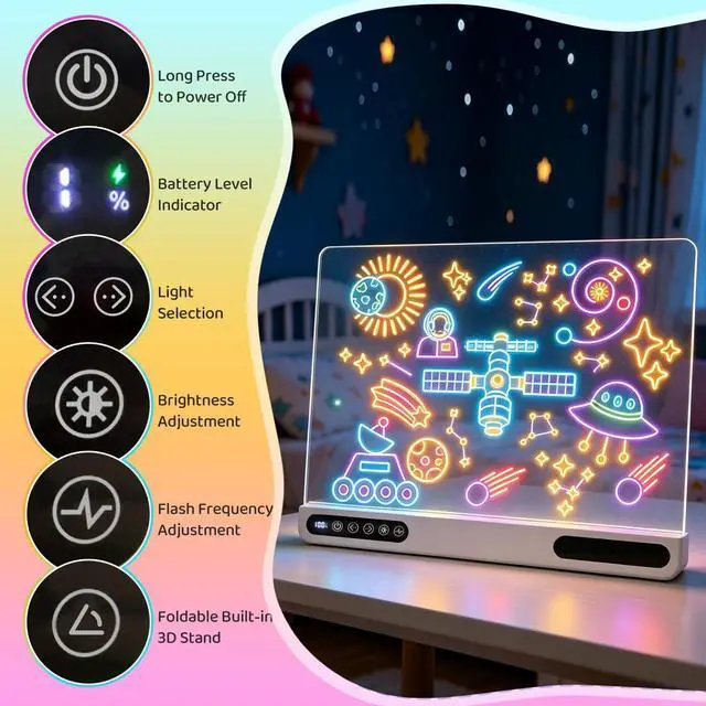 Alt view image 4 of 7 - LED Drawing Board for Kids, Rechargeable Pad with 14 Light Modes