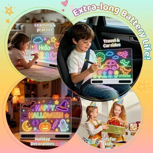 Alt view image 6 of 7 - LED Drawing Board for Kids, Rechargeable Pad with 14 Light Modes