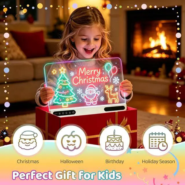 Alt view image 7 of 7 - LED Drawing Board for Kids, Rechargeable Pad with 14 Light Modes