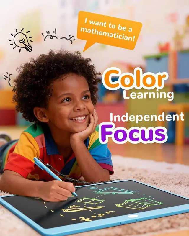 Alt view image 4 of 7 - LCD Writing Tablet, 16 Inch Colorful Doodle Board Drawing Tablet, Erasable Reusable Electronic Drawing Pads, Educational and Learning Toy for 3-6 Years Old Boy and Girls