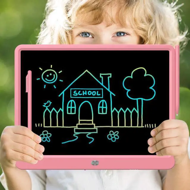Alt view image 2 of 7 - LCD Writing Tablet, Doodle Board Toys Gifts for 3-8 Year Old Girls Boys, 15 Inch Colorful Electronic Board Drawing Pad for Kids, Christmas Gifts for Toddler Educational Learning Travel, Pink