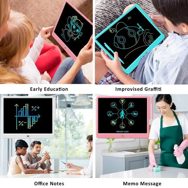 Alt view image 4 of 7 - LCD Writing Tablet, Doodle Board Toys Gifts for 3-8 Year Old Girls Boys, 15 Inch Colorful Electronic Board Drawing Pad for Kids, Christmas Gifts for Toddler Educational Learning Travel, Pink